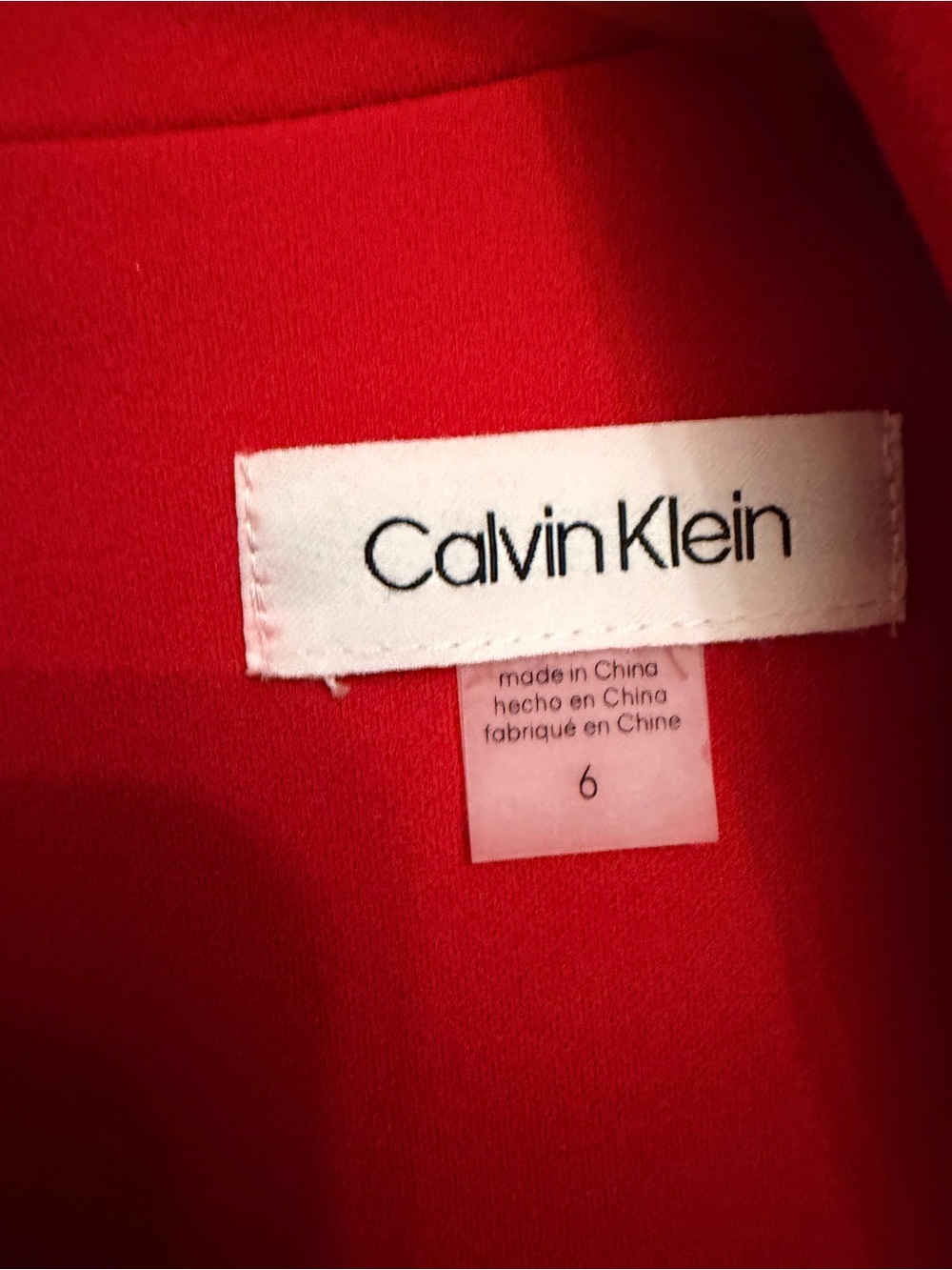 Calvin Klein Sleeveless Red Tailored Sheath Dress, Collar, V-Neck, Lined, Sz 6 - Picture 6 of 14